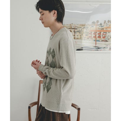 センス オブ プレイス バイ アーバンリサーチ SENSE OF PLACE by URBAN RESEARCH クラックアーガイルクルーネックプルオーバー （ブラック）｜詳細画像
