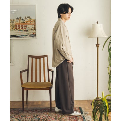 センス オブ プレイス バイ アーバンリサーチ SENSE OF PLACE by URBAN RESEARCH ブロックコーデュロイオープンカラーシャツ （チャコールグレー）｜詳細画像