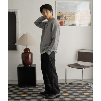 センス オブ プレイス バイ アーバンリサーチ SENSE OF PLACE by URBAN RESEARCH 『イージーケア』ウールタッチ2タックテーパードパンツ （チャコールグレー）｜詳細画像
