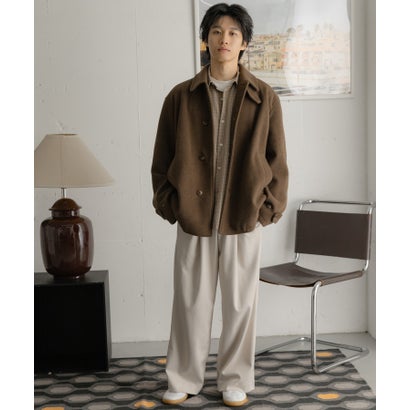 センス オブ プレイス バイ アーバンリサーチ SENSE OF PLACE by URBAN RESEARCH 『イージーケア』ウールタッチ2タックワイドドパンツ （チャコールグレー）｜詳細画像