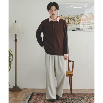 センス オブ プレイス バイ アーバンリサーチ SENSE OF PLACE by URBAN RESEARCH 『洗濯可』シャツドッキングニットプルオーバー （カーキ）｜詳細画像