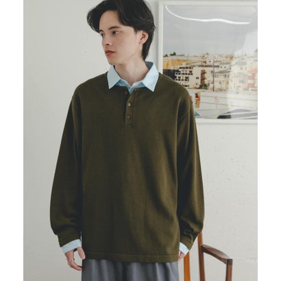 センス オブ プレイス バイ アーバンリサーチ SENSE OF PLACE by URBAN RESEARCH 『洗濯可』シャツドッキングニットプルオーバー （チャコールグレー）｜詳細画像