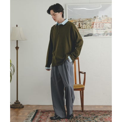 センス オブ プレイス バイ アーバンリサーチ SENSE OF PLACE by URBAN RESEARCH 『洗濯可』シャツドッキングニットプルオーバー （チャコールグレー）｜詳細画像