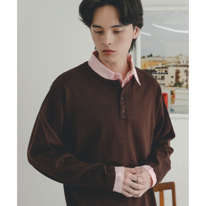 センス オブ プレイス バイ アーバンリサーチ SENSE OF PLACE by URBAN RESEARCH 『洗濯可』シャツドッキングニットプルオーバー （チャコールグレー）｜詳細画像