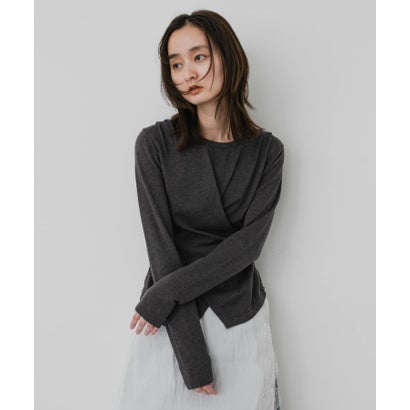 センス オブ プレイス バイ アーバンリサーチ SENSE OF PLACE by URBAN RESEARCH 『洗濯可』アシンメトリーカシュクールニット （チャコールグレー）｜詳細画像