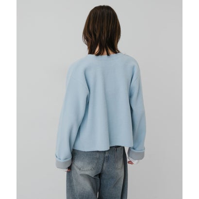 『洗濯可』メタルボタンバイカラーカーディガン （ネイビー）｜詳細画像