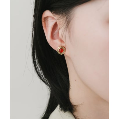 ヴィンテージライクサークルイヤリング （レッド系その他）｜詳細画像