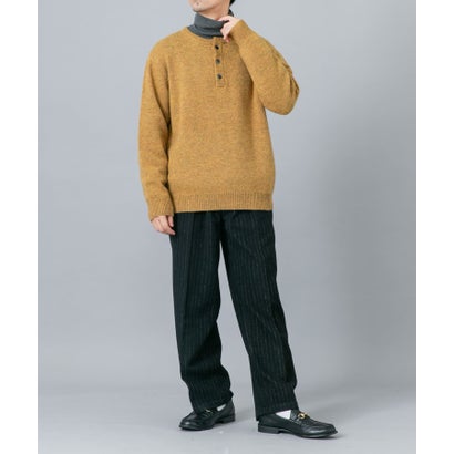 アーバンリサーチ ロッソ URBAN RESEARCH ROSSO シェットランドウールヘンリーネックニット （ブラック）｜詳細画像