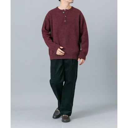 シェットランドウールヘンリーネックニット （レッド系その他）｜詳細画像