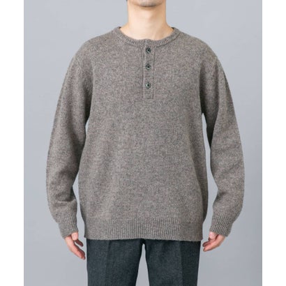 シェットランドウールヘンリーネックニット （レッド系その他）｜詳細画像