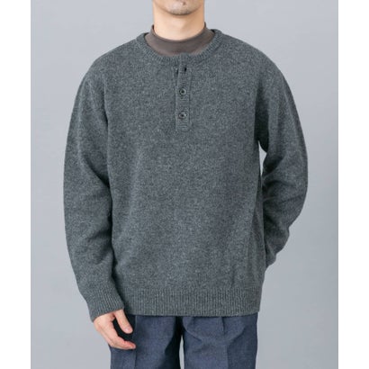 アーバンリサーチ ロッソ URBAN RESEARCH ROSSO シェットランドウールヘンリーネックニット （カーキ）｜詳細画像