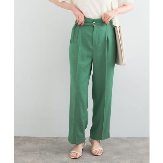 マルチWAYリネンライクワイドパンツ （GREEN）