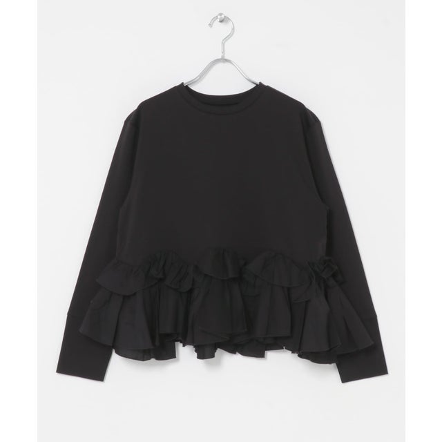 MARILYN MOON SPIRAL RUFFLE CUTSEW TOP （ブラック）