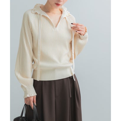 アーバンリサーチ ロッソ URBAN RESEARCH ROSSO MARILYN MOON RAYON NYLON 2WAY BLOUSE KNIT （アイボリー）｜詳細画像