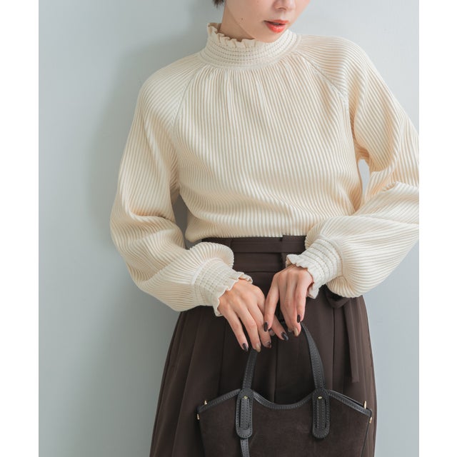MARILYN MOON RAYON NYLON 2WAY BLOUSE KNIT （アイボリー）