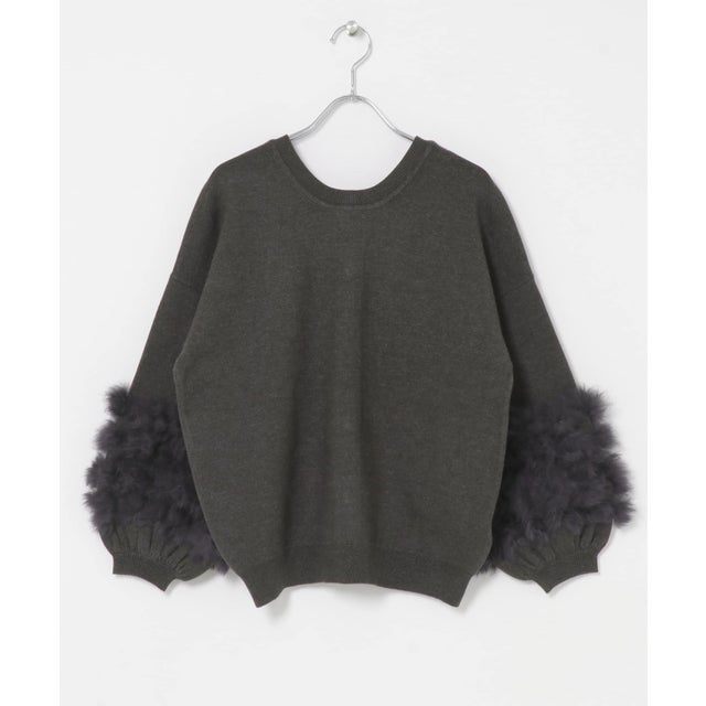 TORRAZZO DONNA 2WAY RABBIT FUR KNIT TOP （グレー）