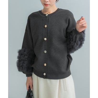 アーバンリサーチ ロッソ URBAN RESEARCH ROSSO TORRAZZO DONNA 2WAY RABBIT FUR KNIT TOP （ブラック）｜詳細画像