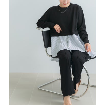 アーバンリサーチ ロッソ URBAN RESEARCH ROSSO TORRAZZO DONNA KNIT DOCKING BLOUSE （グレー）｜詳細画像