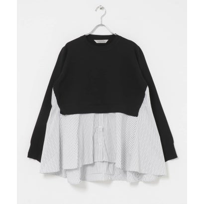 TORRAZZO DONNA KNIT DOCKING BLOUSE （ブラック）｜詳細画像