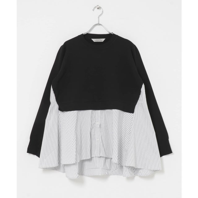 TORRAZZO DONNA KNIT DOCKING BLOUSE （ブラック）