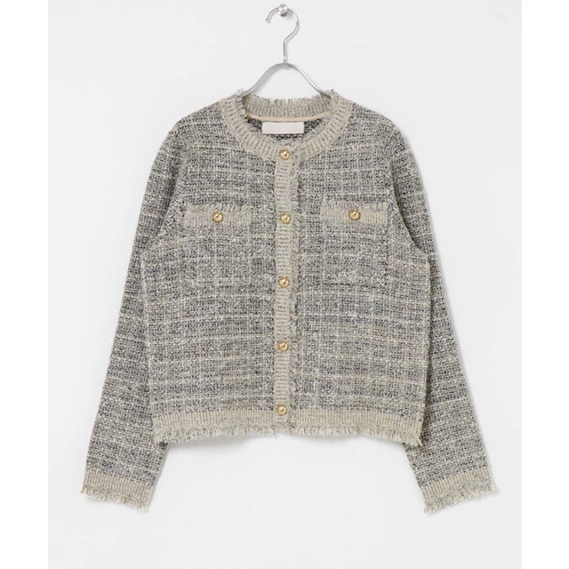 MARILYN MOON BOUCLE TWEED KNIT JACKET （アイボリー）