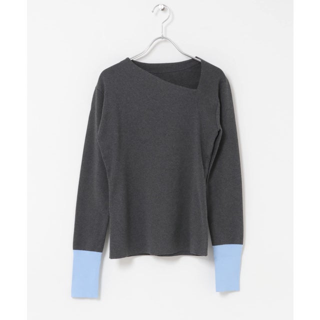 ELENDEEK ASYMMETRY NECK KNIT （グレー）
