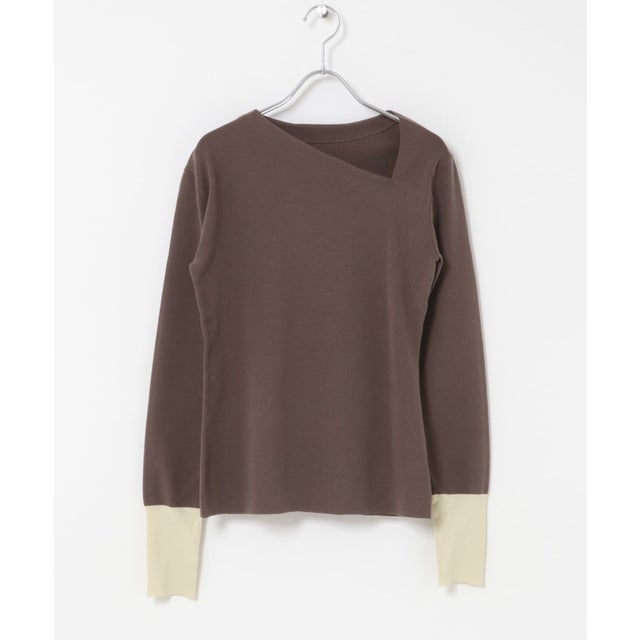 ELENDEEK ASYMMETRY NECK KNIT （ブラウン）