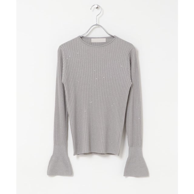 MARILYN MOON LAME SPANGLE RIB KNIT TOP （シルバー）