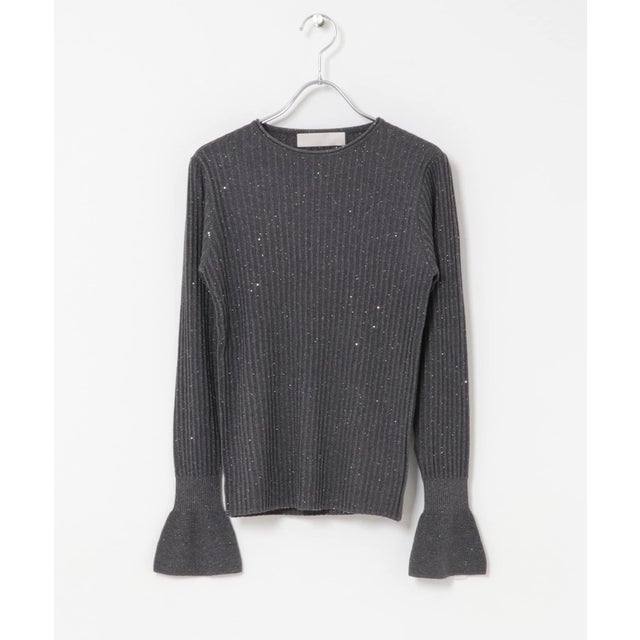MARILYN MOON LAME SPANGLE RIB KNIT TOP （グレー系その他）