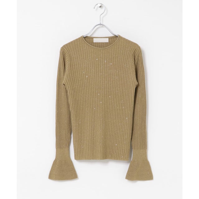 MARILYN MOON LAME SPANGLE RIB KNIT TOP （ゴールド）