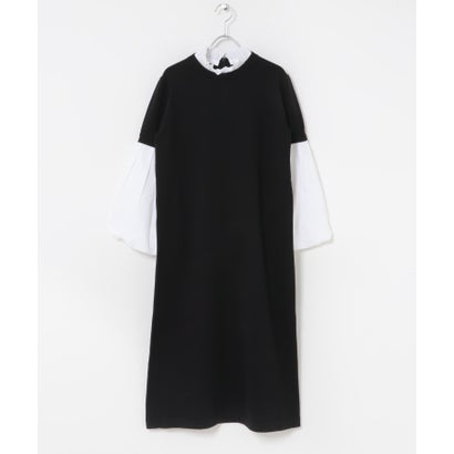 MARILYN MOON 14G WOOL 2WAY SLEEVE ONE-PIECE （チャコールグレー）｜詳細画像