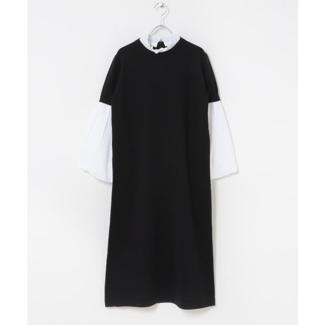 MARILYN MOON 14G WOOL 2WAY SLEEVE ONE-PIECE （ブラック）