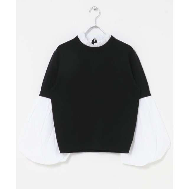 MARILYN MOON 14G WOOL 2WAY SLEEVE TOP （ブラック）