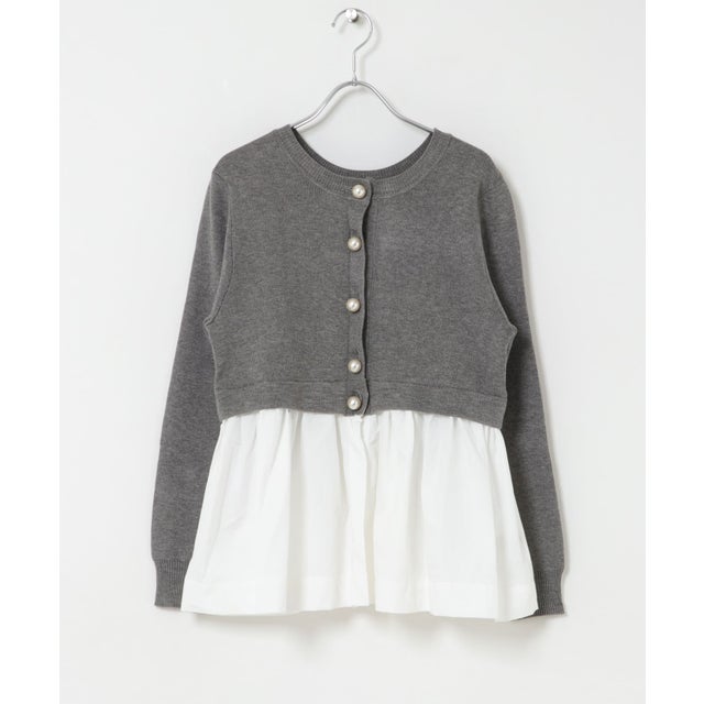 TORRAZZO DONNA PEARL BUTTON PEPLUM KNIT TOP （グレー）