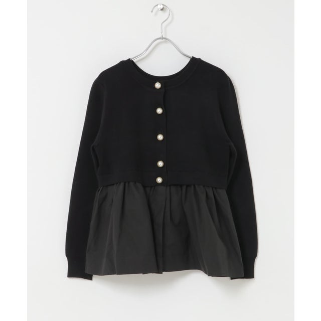 TORRAZZO DONNA PEARL BUTTON PEPLUM KNIT TOP （ブラック）