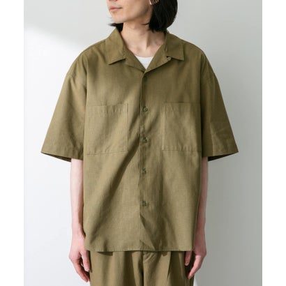 アーバンリサーチ サニーレーベル URBAN RESEARCH Sonny Label 『吸水速乾/接触冷感/イージーケア』マルチ機能リサイクルファブリックオープンカラーシャツ （カーキ）｜詳細画像
