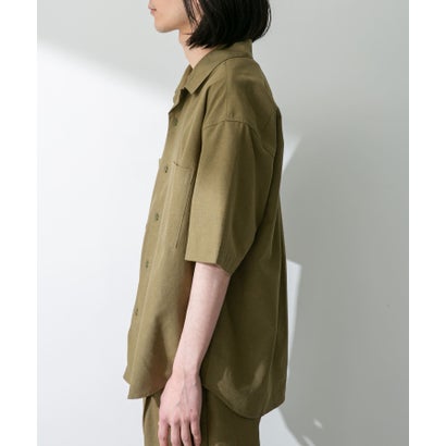 アーバンリサーチ サニーレーベル URBAN RESEARCH Sonny Label 『吸水速乾/接触冷感/イージーケア』マルチ機能リサイクルファブリックオープンカラーシャツ （カーキ）｜詳細画像
