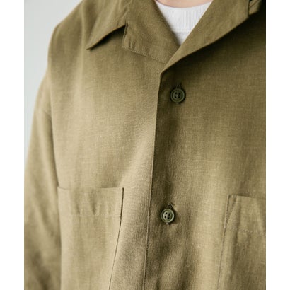 アーバンリサーチ サニーレーベル URBAN RESEARCH Sonny Label 『吸水速乾/接触冷感/イージーケア』マルチ機能リサイクルファブリックオープンカラーシャツ （カーキ）｜詳細画像