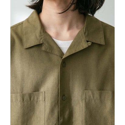 アーバンリサーチ サニーレーベル URBAN RESEARCH Sonny Label 『吸水速乾/接触冷感/イージーケア』マルチ機能リサイクルファブリックオープンカラーシャツ （カーキ）｜詳細画像