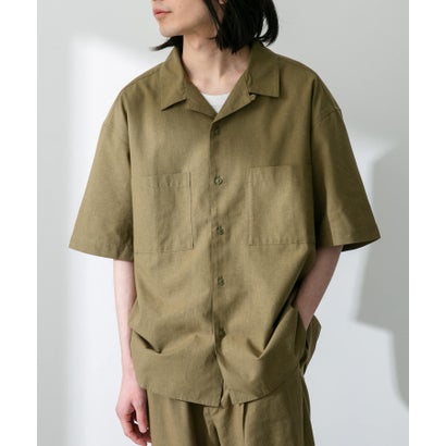 アーバンリサーチ サニーレーベル URBAN RESEARCH Sonny Label 『吸水速乾/接触冷感/イージーケア』マルチ機能リサイクルファブリックオープンカラーシャツ （カーキ）｜詳細画像