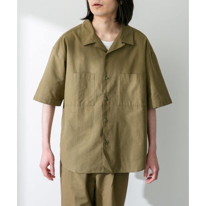 アーバンリサーチ サニーレーベル URBAN RESEARCH Sonny Label 『吸水速乾/接触冷感/イージーケア』マルチ機能リサイクルファブリックオープンカラーシャツ （カーキ）｜詳細画像