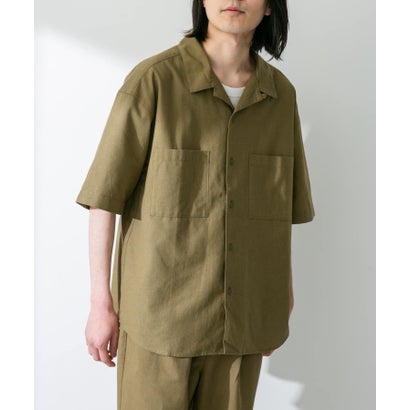 アーバンリサーチ サニーレーベル URBAN RESEARCH Sonny Label 『吸水速乾/接触冷感/イージーケア』マルチ機能リサイクルファブリックオープンカラーシャツ （カーキ）｜詳細画像