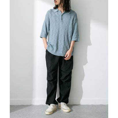 アーバンリサーチ サニーレーベル URBAN RESEARCH Sonny Label リサイクルポリエステルニットポロシャツ （サックス）｜詳細画像