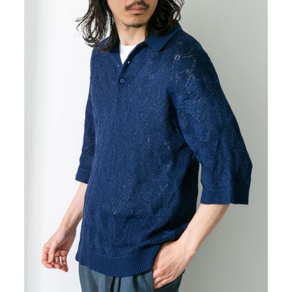 アーバンリサーチ サニーレーベル URBAN RESEARCH Sonny Label リサイクルポリエステルニットポロシャツ （ネイビー）｜詳細画像