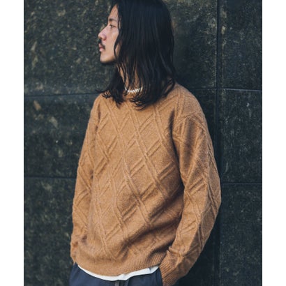 アーバンリサーチ サニーレーベル URBAN RESEARCH Sonny Label ウールライクダイヤパターンニットプルオーバー （オレンジ）｜詳細画像