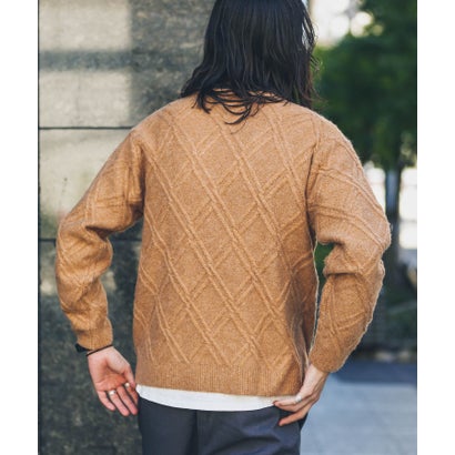 アーバンリサーチ サニーレーベル URBAN RESEARCH Sonny Label ウールライクダイヤパターンニットプルオーバー （オレンジ）｜詳細画像