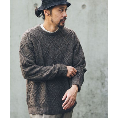 アーバンリサーチ サニーレーベル URBAN RESEARCH Sonny Label ウールライクダイヤパターンニットプルオーバー （オレンジ）｜詳細画像