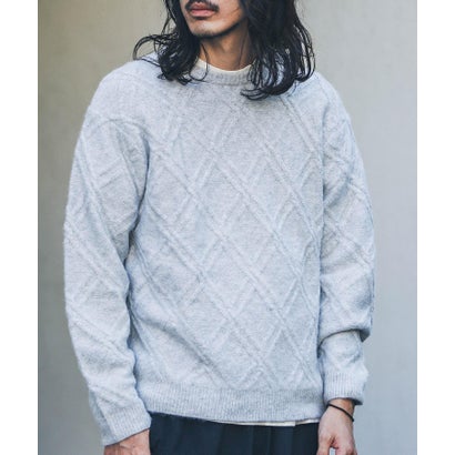 アーバンリサーチ サニーレーベル URBAN RESEARCH Sonny Label ウールライクダイヤパターンニットプルオーバー （オレンジ）｜詳細画像