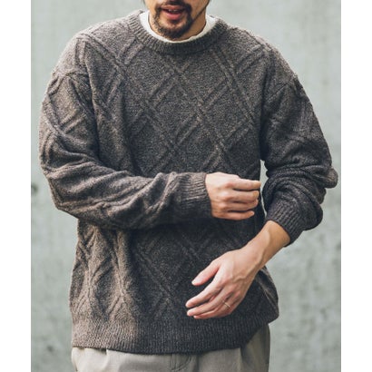 アーバンリサーチ サニーレーベル URBAN RESEARCH Sonny Label ウールライクダイヤパターンニットプルオーバー （オレンジ）｜詳細画像