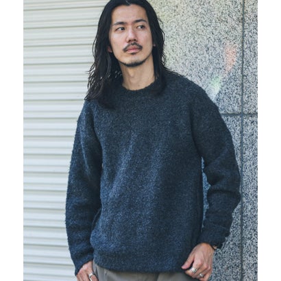 アーバンリサーチ サニーレーベル URBAN RESEARCH Sonny Label ウール混ブークレニットプルオーバー （ネイビー）｜詳細画像